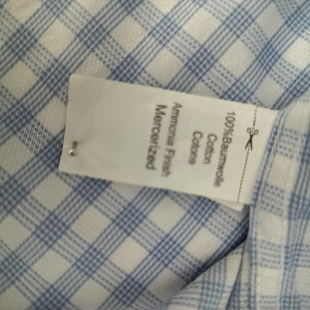 Balmain Paris Mens 2XL Blue White Gingham Check Long Sleeve Button Down Shirt - Picture 11 of 13